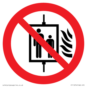 P020 Prohibition: Do not use lift in the event of fire